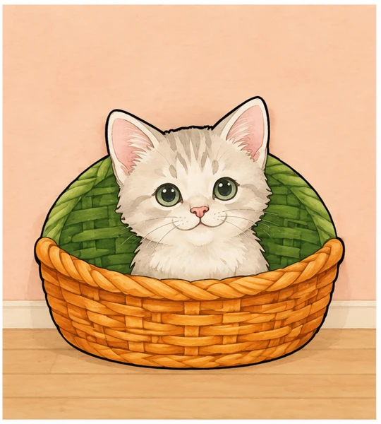 Котёнок в корзинке — образец сборки