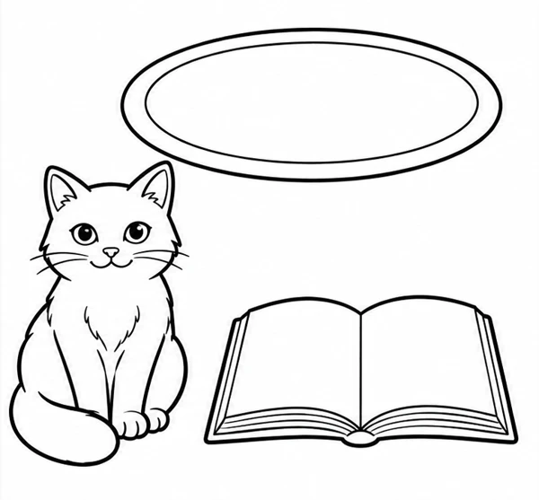 Три отдельные детали: Котик с книжкой