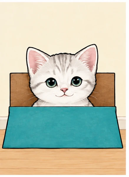 Котёнок в коробке — образец сборки