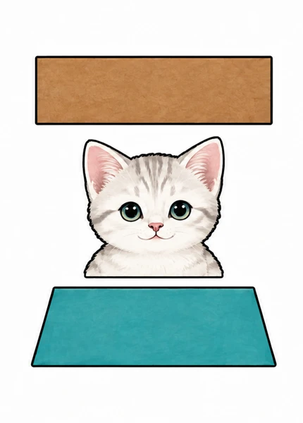 Три отдельные детали: Котёнок в коробке