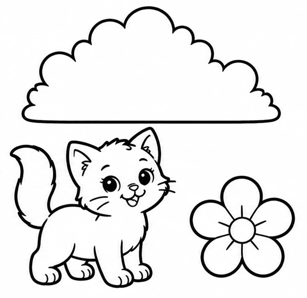 Три отдельные детали: Котёнок в саду