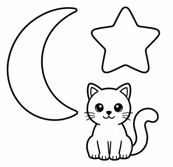 Три отдельные детали: Котик на луне