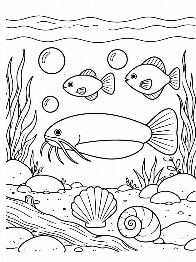 Catfish near the riverbed — assembly example