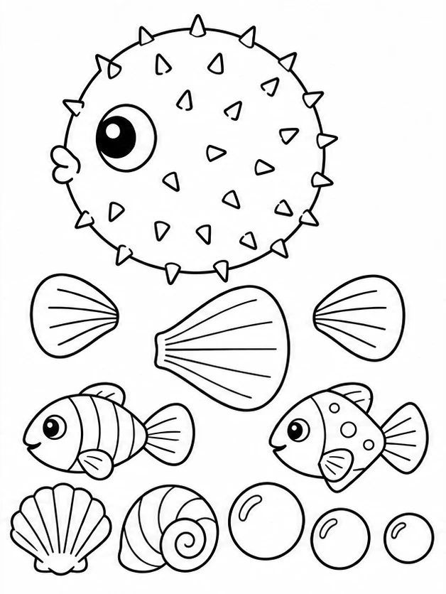 Round pufferfish — all pieces to cut out