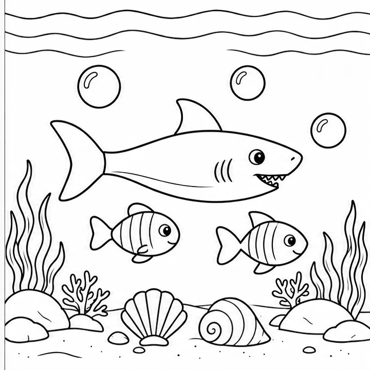 Shark in open water — assembly example