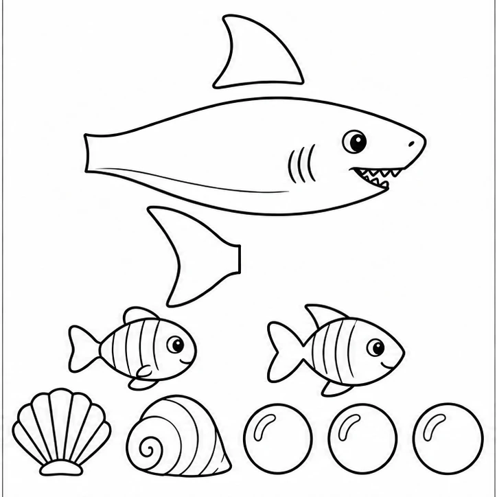 Shark in open water — all pieces to cut out