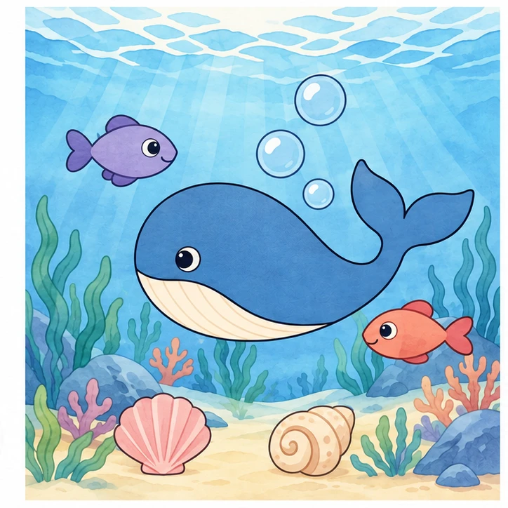 Whale under the waves — assembly example