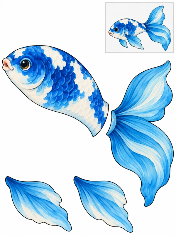 Blue pond koi — Gentle curves