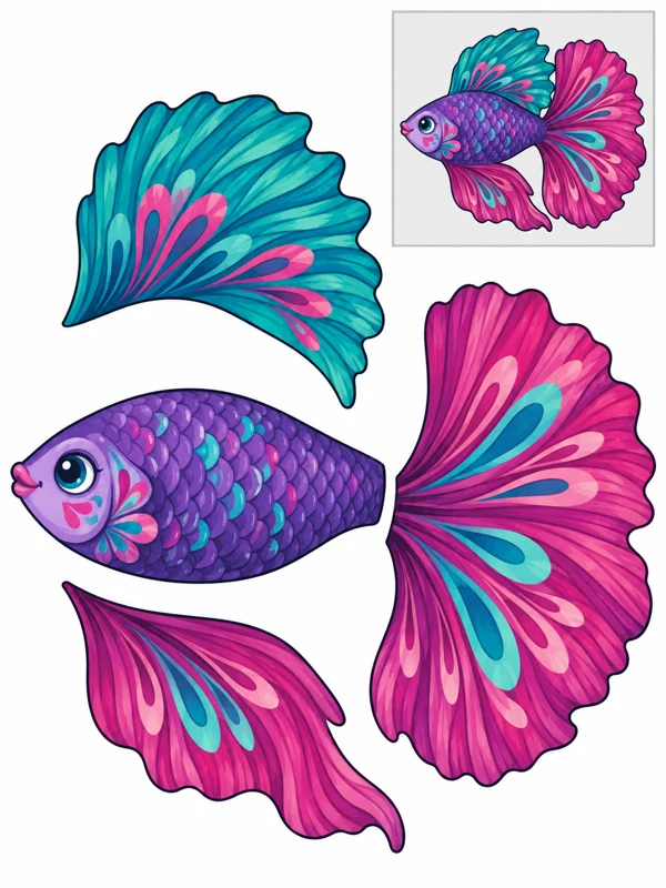 Violet betta fish — Gentle curves