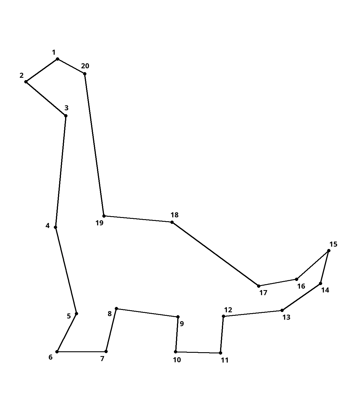 Long-neck dinosaur — 20 dots, answer