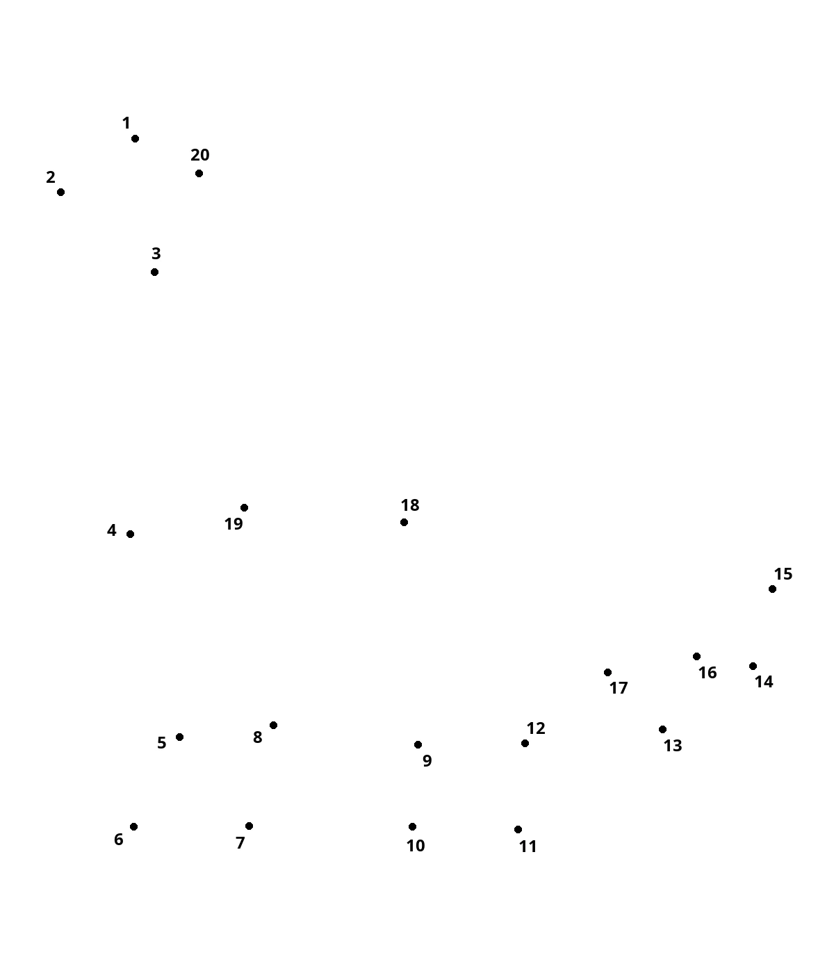 Long-neck dinosaur — 20 dots