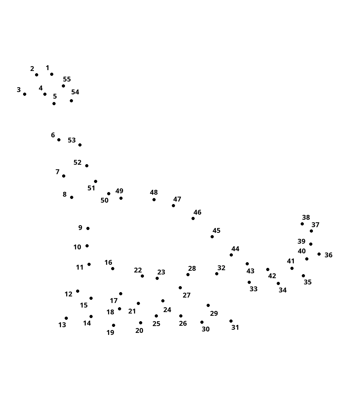 Walking diplodocus — 55 dots