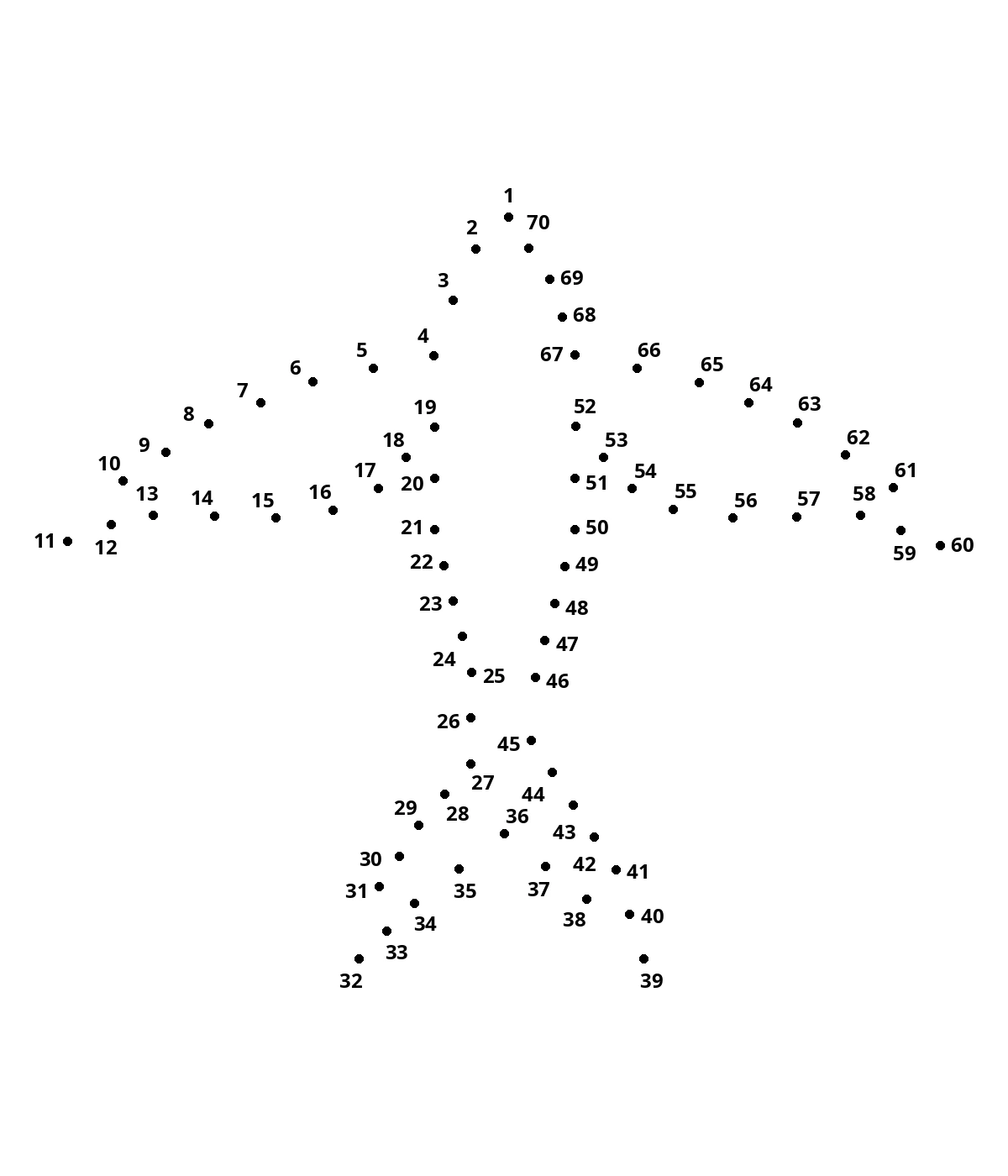 Flying fish — 70 dots