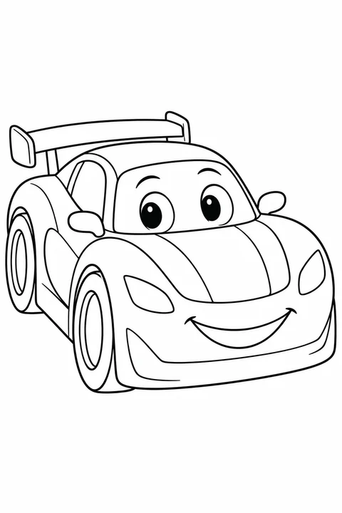 One friendly generic race car with simple rear spoiler, no number or brand