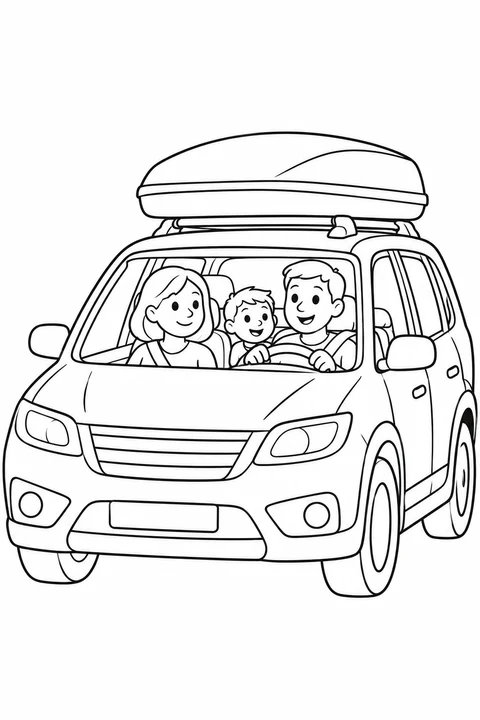 One family car carrying one large closed roof luggage box