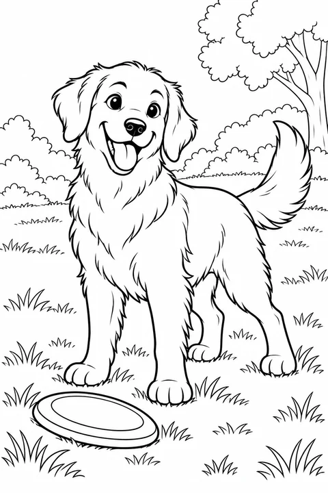 A dog standing beside a flying disc lying in a grassy park