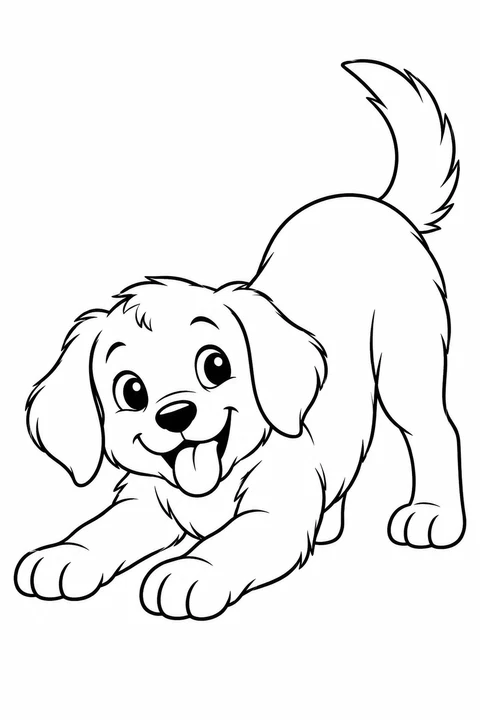 A puppy stretching its front legs forward with hindquarters raised