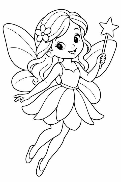 One fairy holding a star tipped wand
