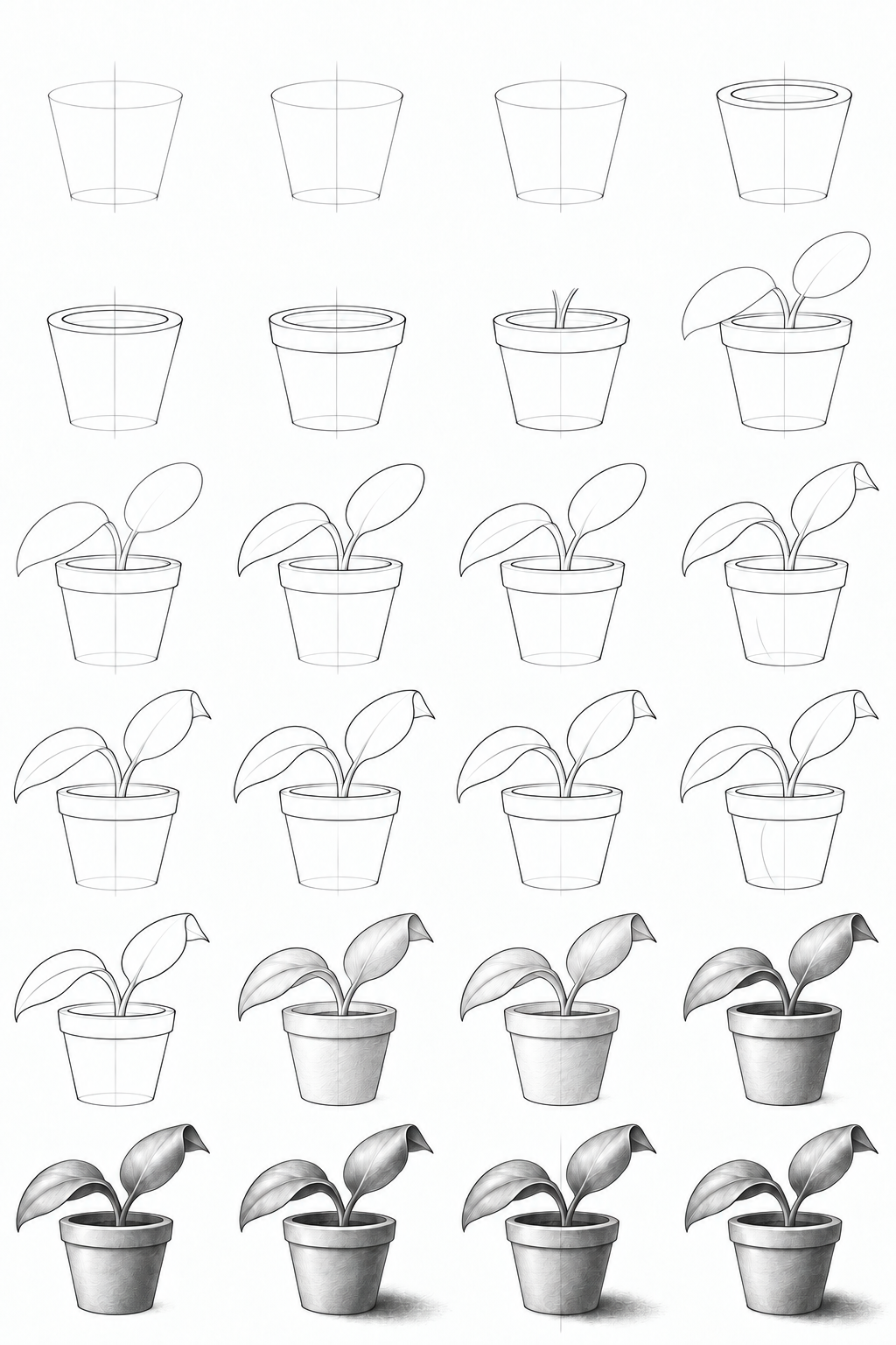How to draw a plant in a pot