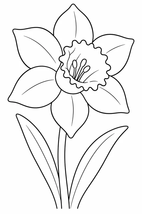One large daffodil with clear central trumpet and six petals