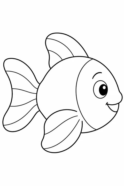 One simple rounded fish with two broad side fins and broad tail