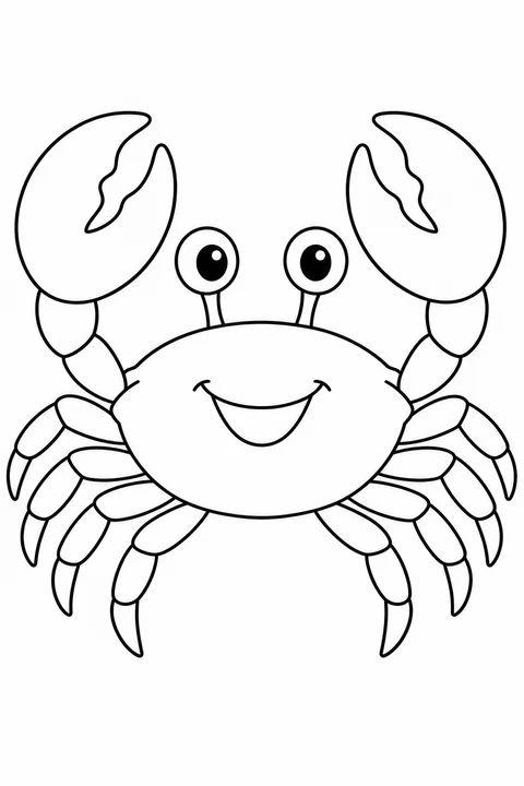 One friendly crab with two claws and four pairs of walking legs