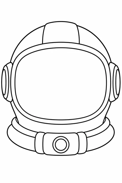 One large astronaut helmet with broad blank visor and simple collar