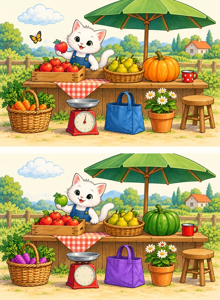 Market day — two pictures, find 10 differences